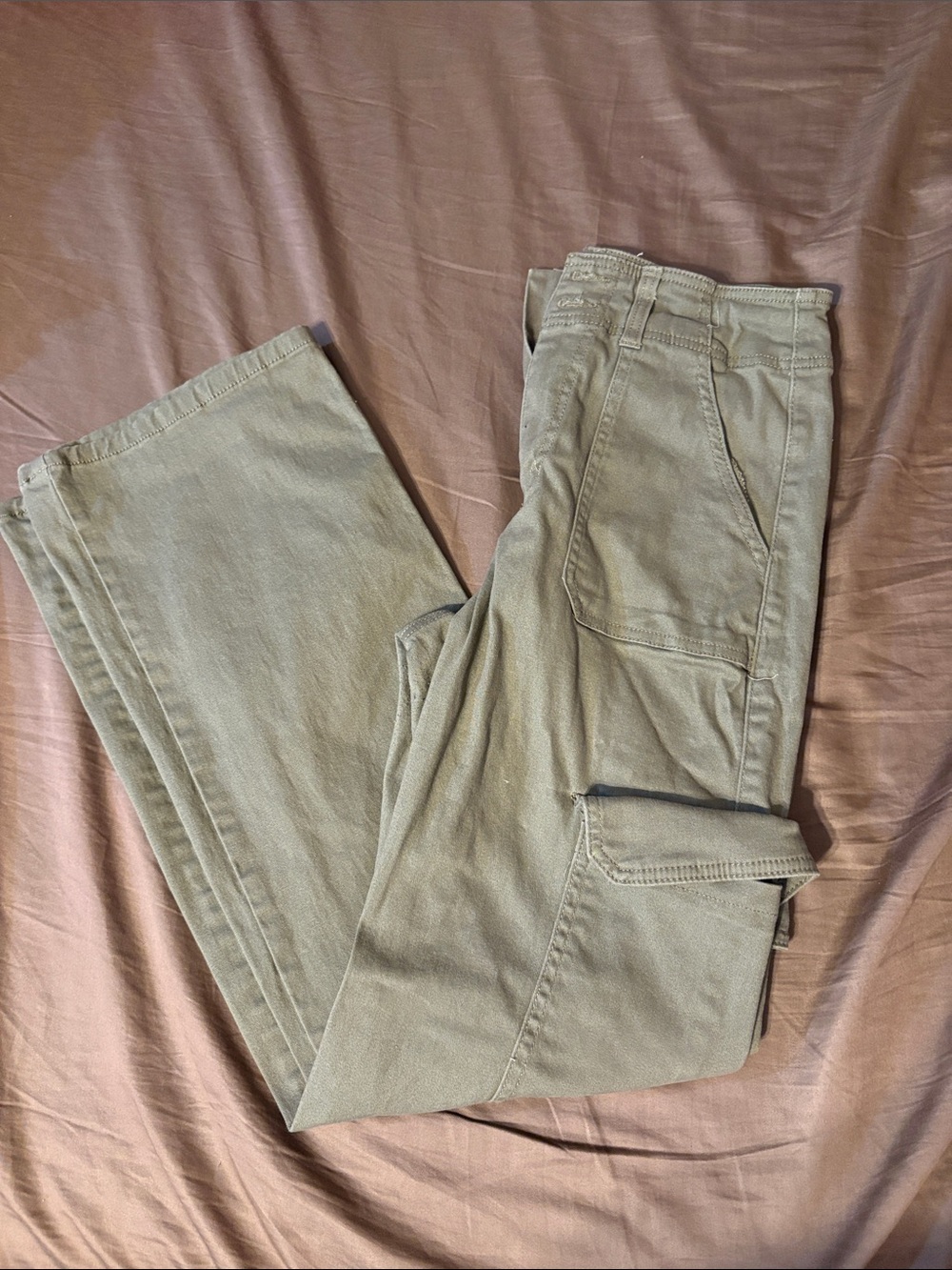 Women Casual Utility Pants in Olive Green